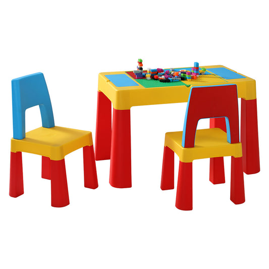 3PCS Kids Table and Chairs Set Activity Chalkboard Toys Storage Box Desk